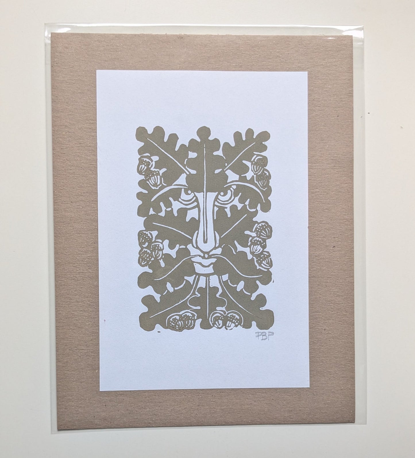 6x9 Hand-carved Linocut Print: Green Man 🟢
