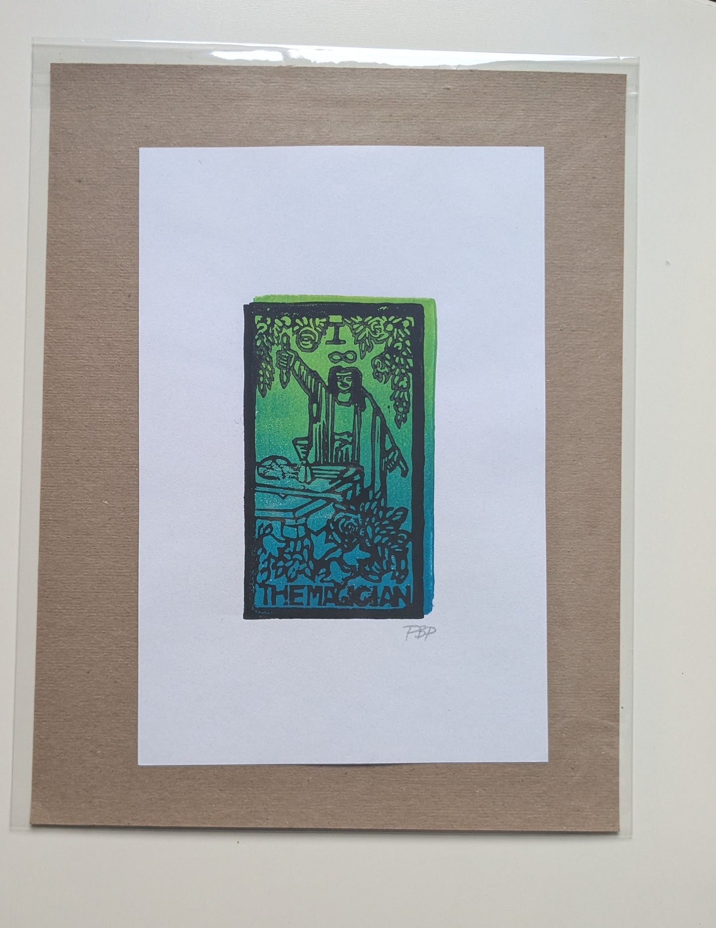 6x9 Hand-carved Linocut Print: The Magician 🪄
