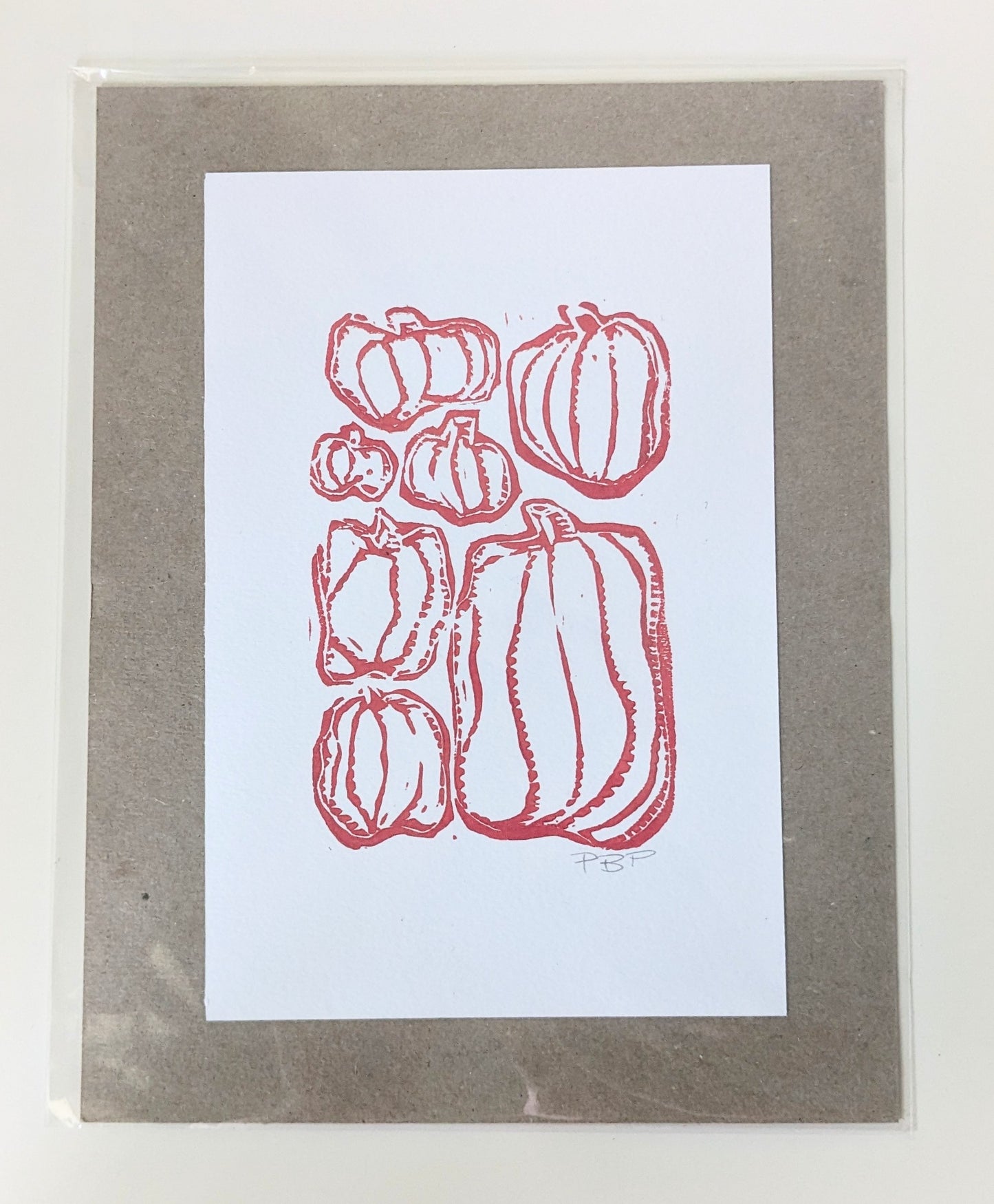 6x9 Hand-carved Linocut Print: Pumpkins 🎃