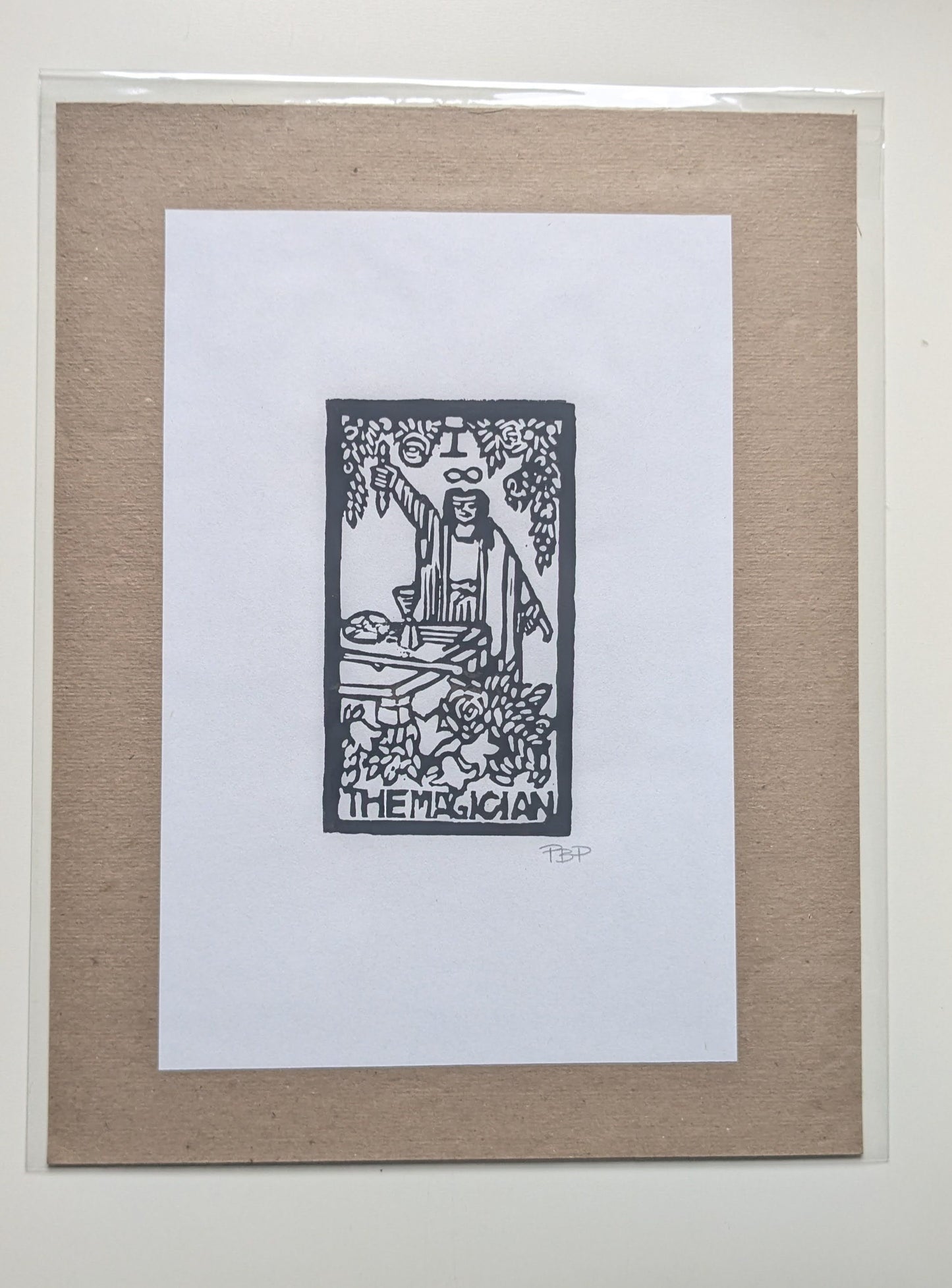 6x9 Hand-carved Linocut Print: The Magician 🪄
